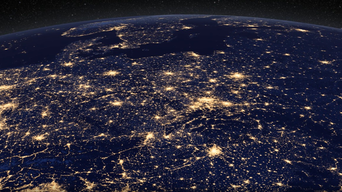 Northern Europe at night